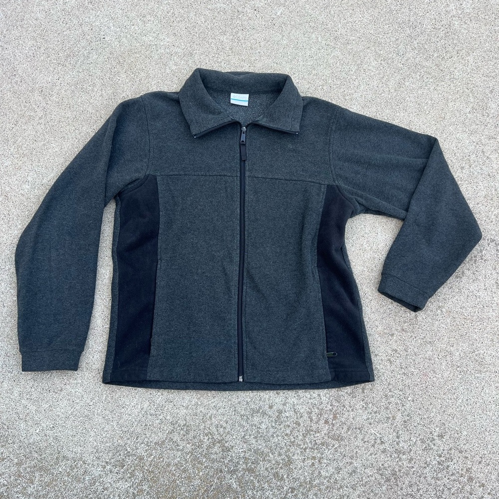 Columbia Gorpcore Fleece Jacket Plus 18/20 1X/2X Gray Black Color Block Full Zip
